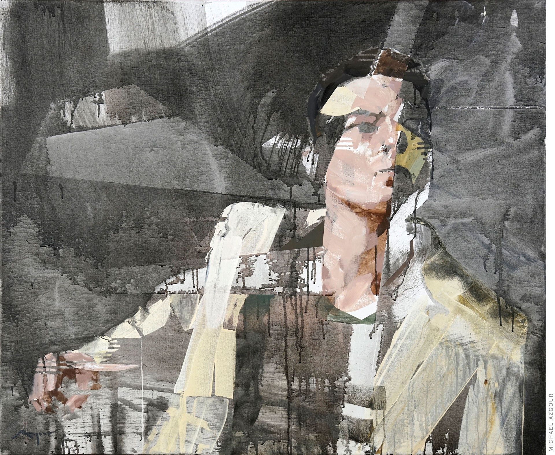Painting titled Portrait of Eugene depicting a male figure posing while looking away.