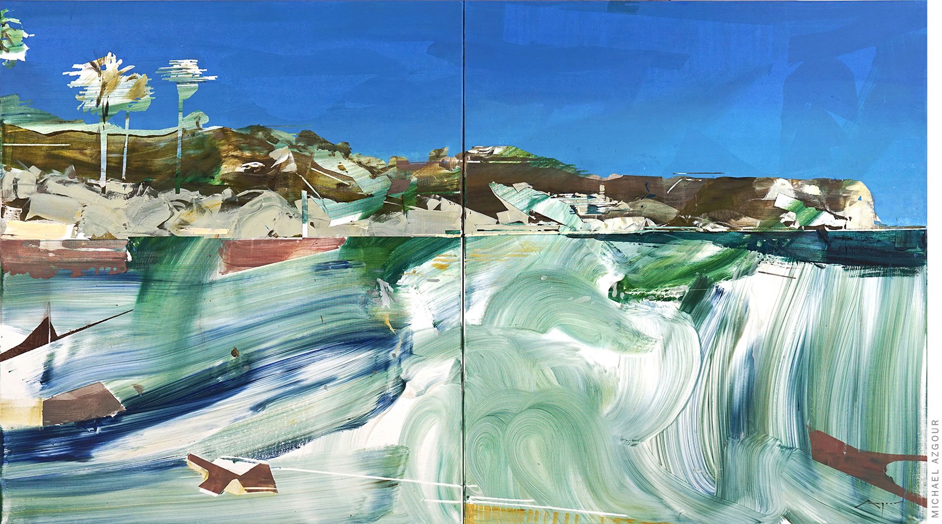 Expressive landscape painting titled Abalone Cove by Artist Michael Azgour