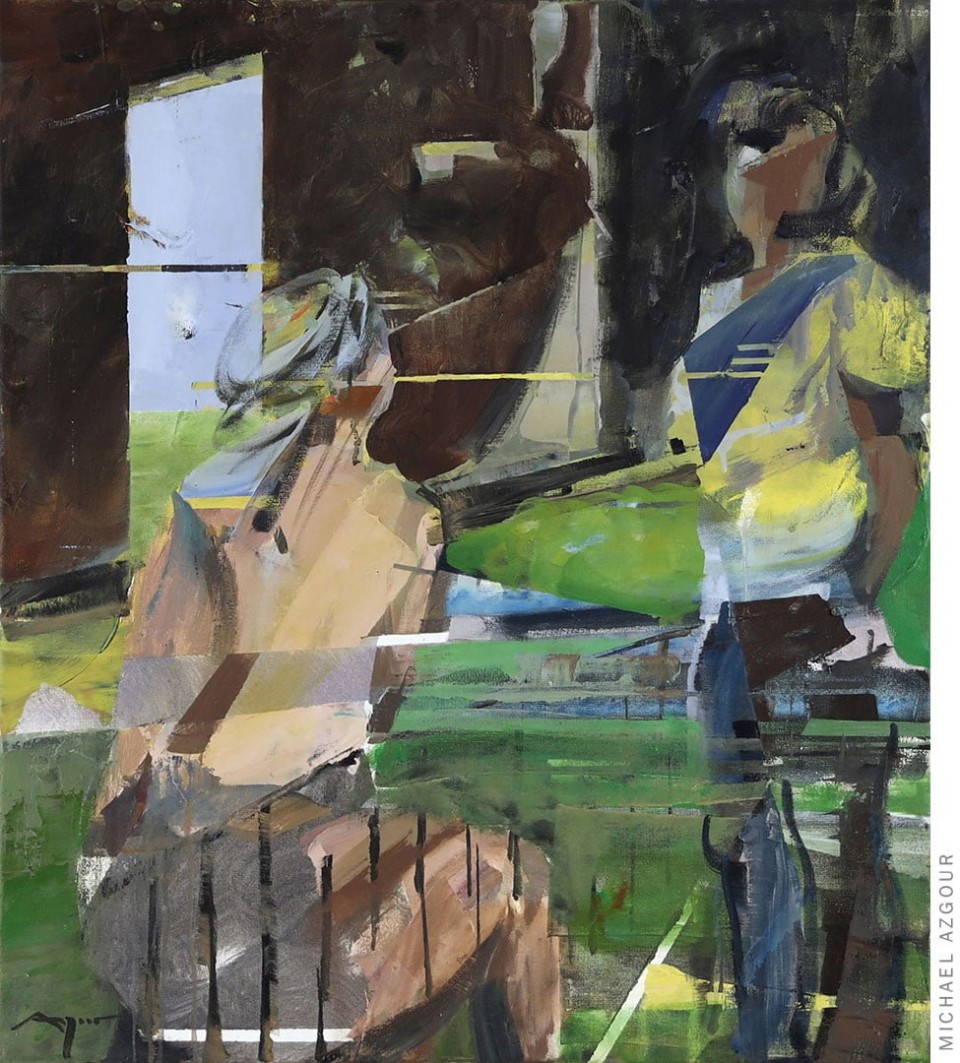 Painting depict abstract figures, titled Nude Painter, by artist, Michael Azgour