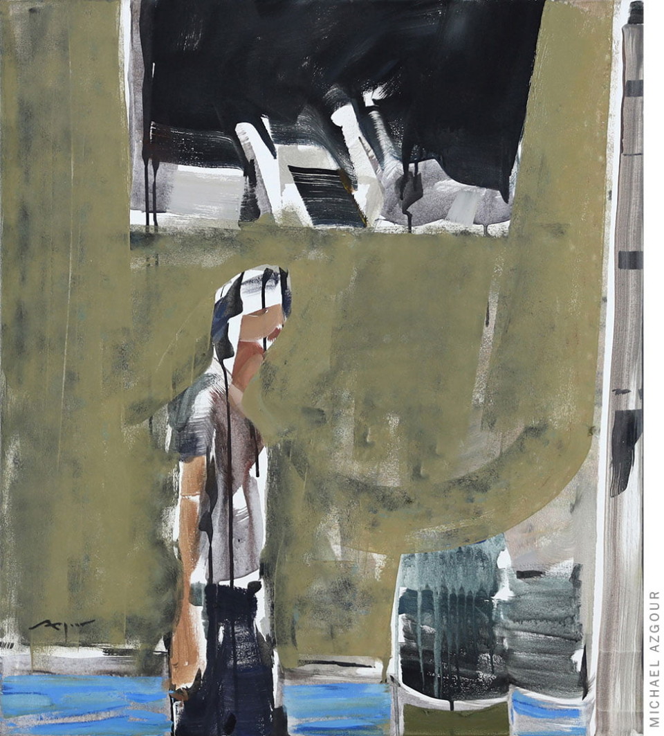 Abstract expressive painting titled Redevelopment by Californian artist Michael Azgour